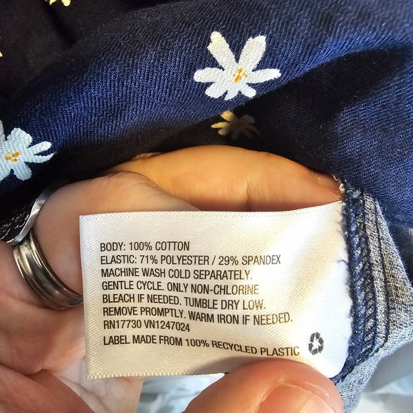 Ava & Viv 3X Navy Floral Daisy Sleeveless Smocked Peplum‎ Tank Top Blouse NEW - Picture 6 of 7